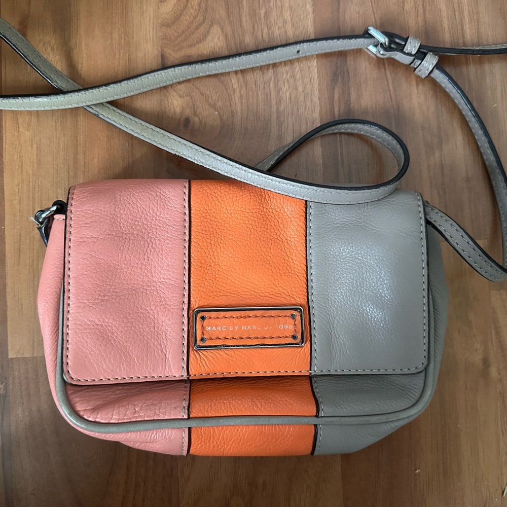 Marc Jacobs Colorblock Crossbody Bag - Coral Pink Tan